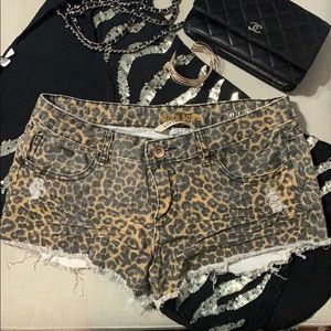 Distressed Leopard Print Daisy Dukes